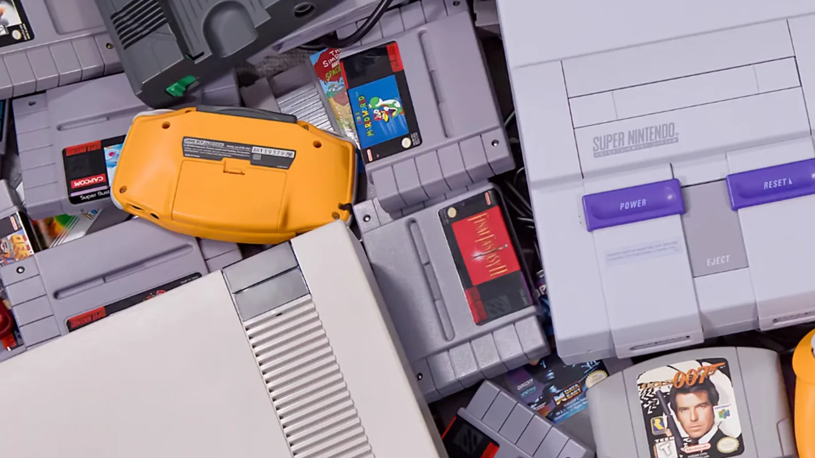 Authentic retro video game cartridges from a Save Point Shop collection